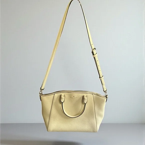 👜 Kate Spade Loden Satchel – White Pebbled Leather Convertible Crossbody Bag ✨
